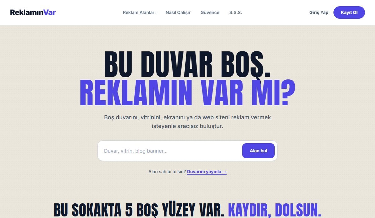 ReklamınVar: boş duvarları gelir kapısına çeviren pazar yeri